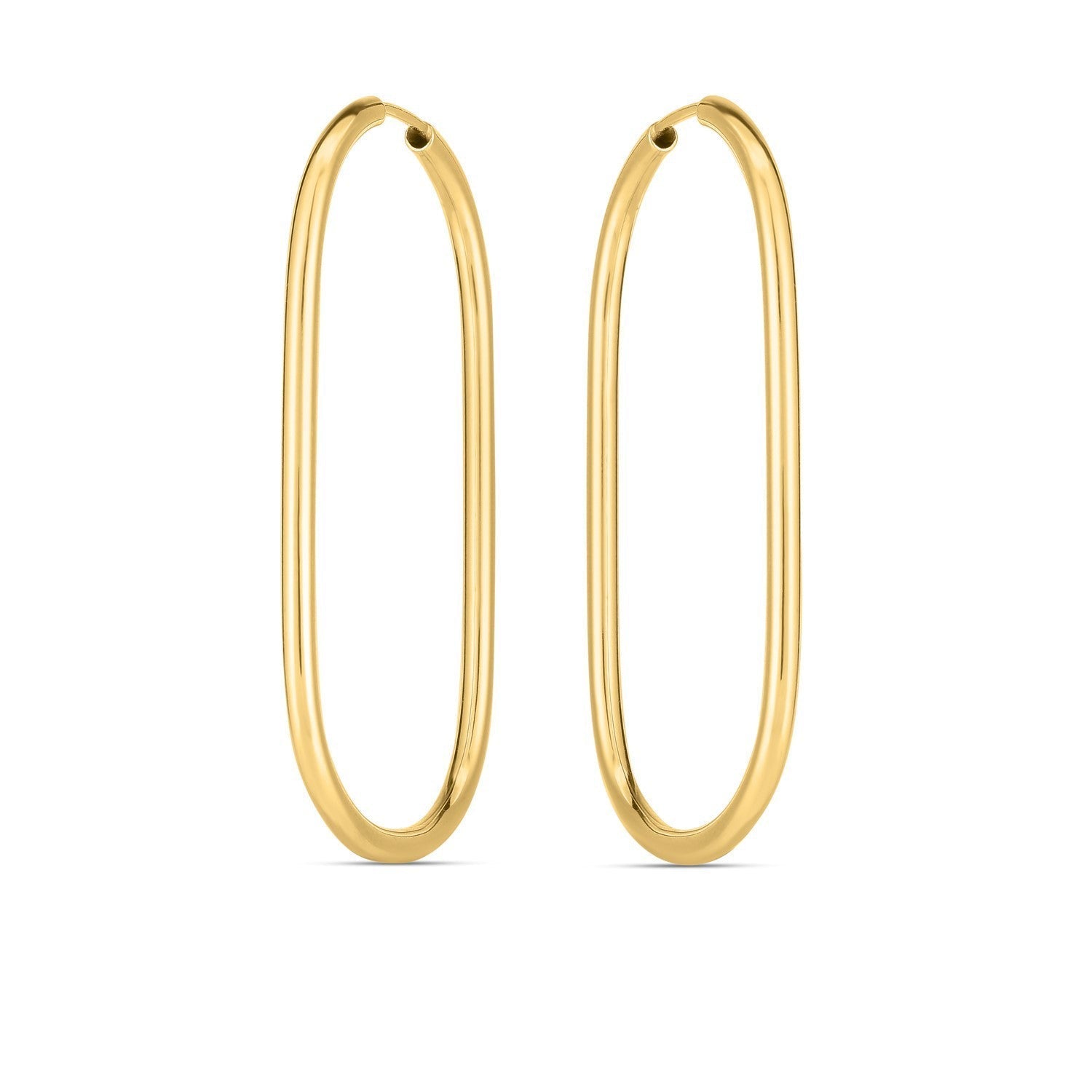 14k yellow gold large paperclip hoop earrings with a sleek, minimalist design, featuring smooth, polished gold links.