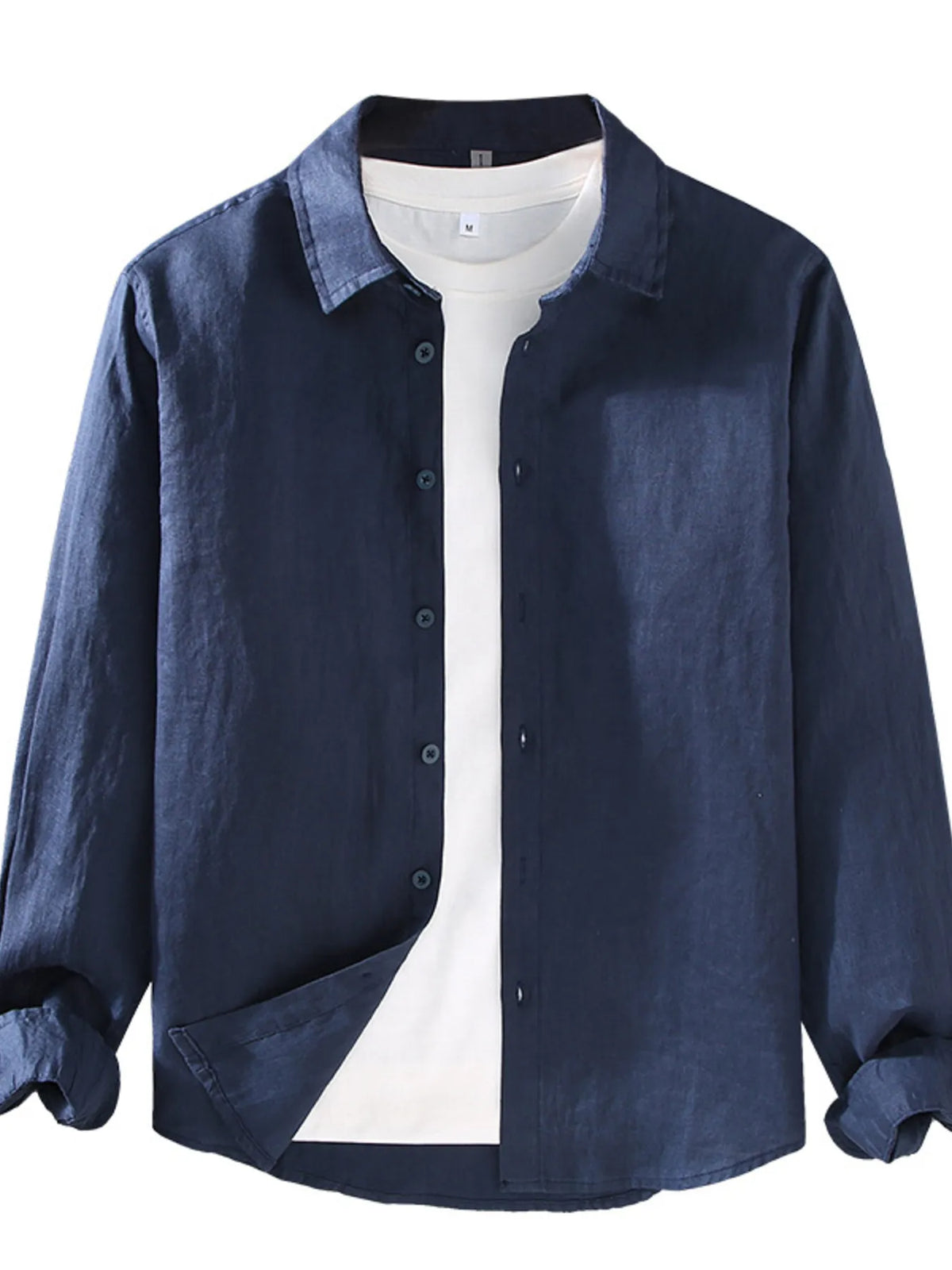Men's plus size long sleeve button-up shirt from Plush Fashion Hub, featuring a classic collar and tailored fit.
