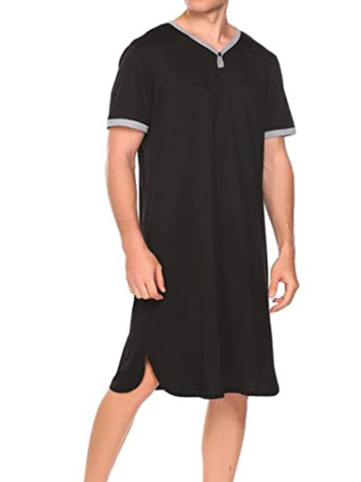 Men's plus size contrast trim short sleeve loungewear from Plush Fashion Hub, featuring a comfortable relaxed fit and stylish design.