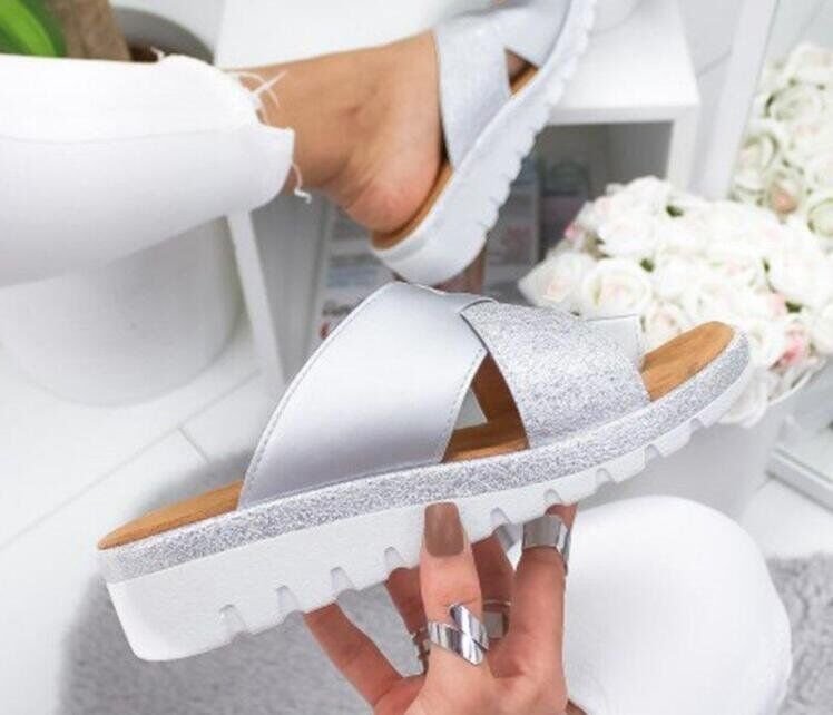 Women's solid color beach slippers with open toe design, lightweight summer outdoor sandals from LadyShow.Store.