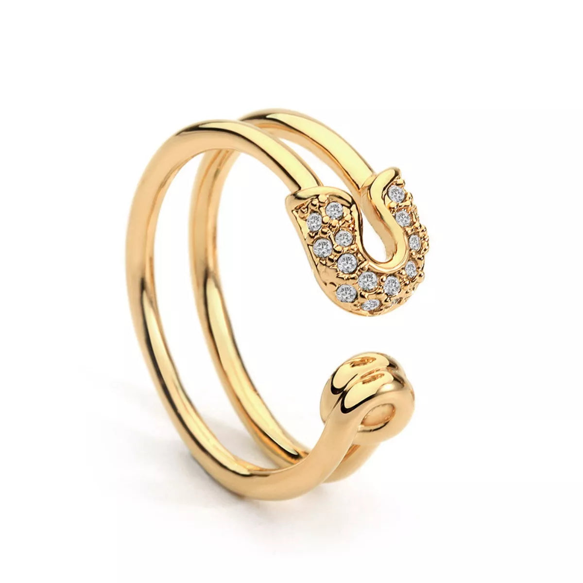 Plush Fashion Hub zircon double band open ring with sparkling stones on silver-tone metal, stylish and elegant jewelry accessory.