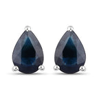 Genuine blue sapphire earrings with 14K white gold setting, featuring 1.60 carat sapphires in a classic dangle design