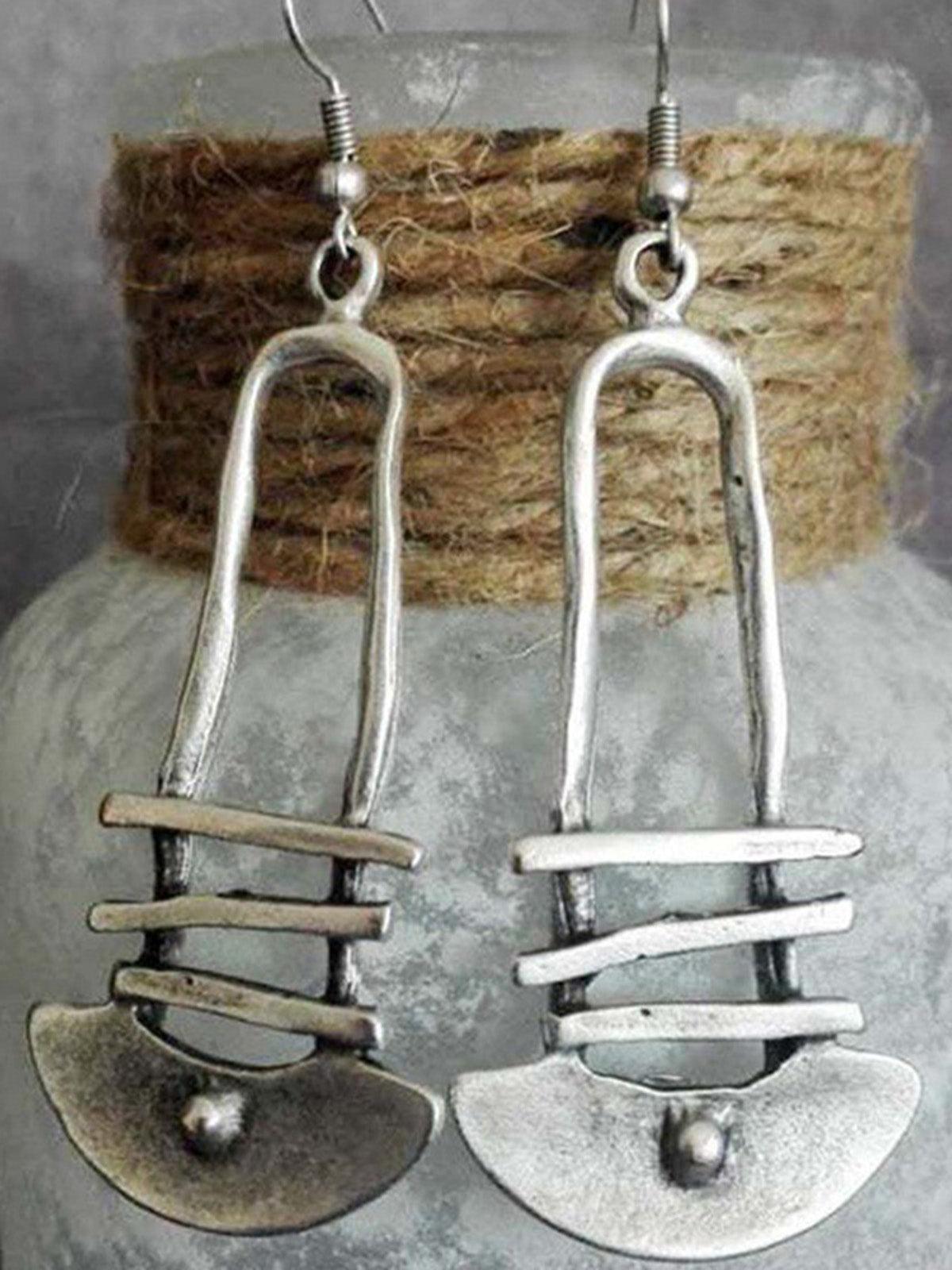 Bohemian Ethnic Style Silver Pendant Earrings Plush Fashion Hub