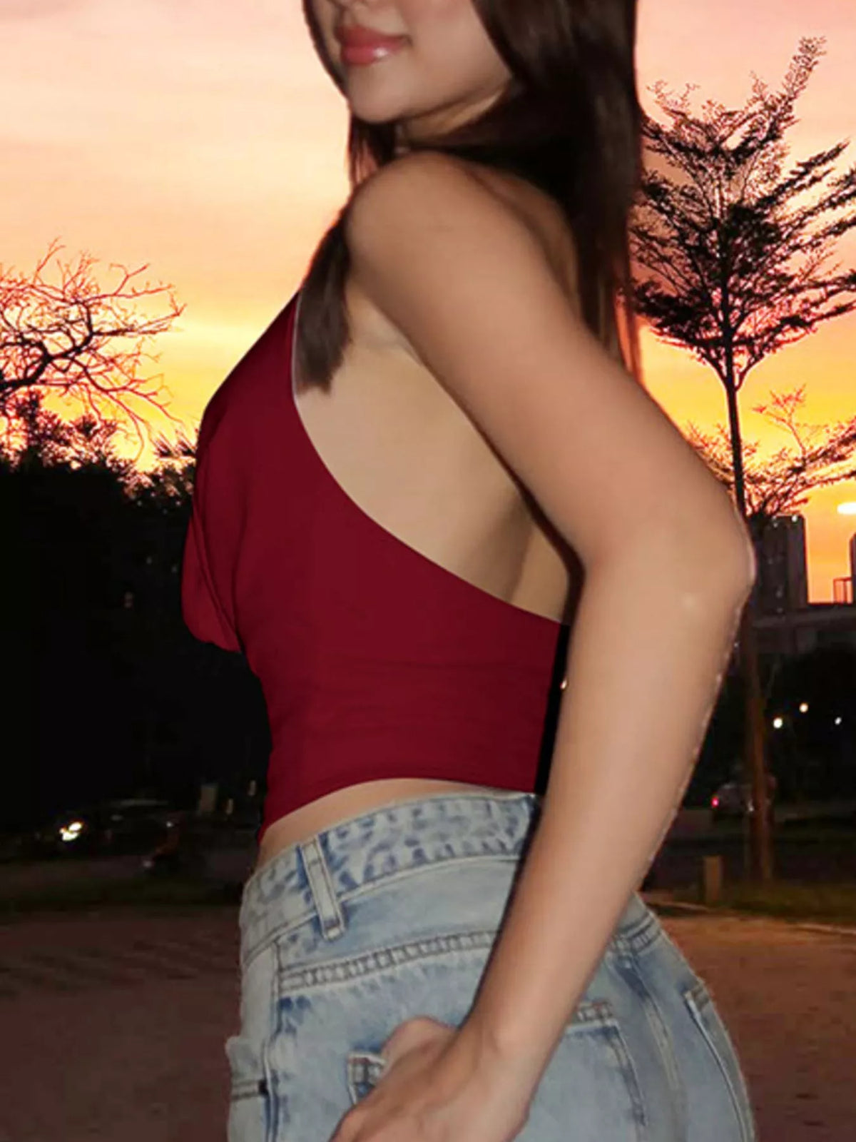 Halter neck ruched cami top by Plush Fashion Hub, featuring a fitted design with gathered fabric details and adjustable straps.