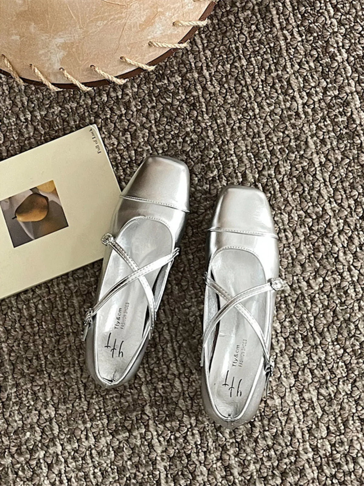 Women's Crisscross Buckle Square Toe Loafers by Trendsi, stylish slip-on shoes with buckle detail and square toe design.