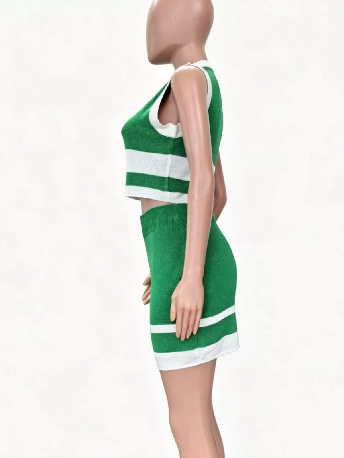 Contrast trim knit tank and skirt set by Plush Fashion Hub, featuring a stylish two-piece knit ensemble with contrasting accents.