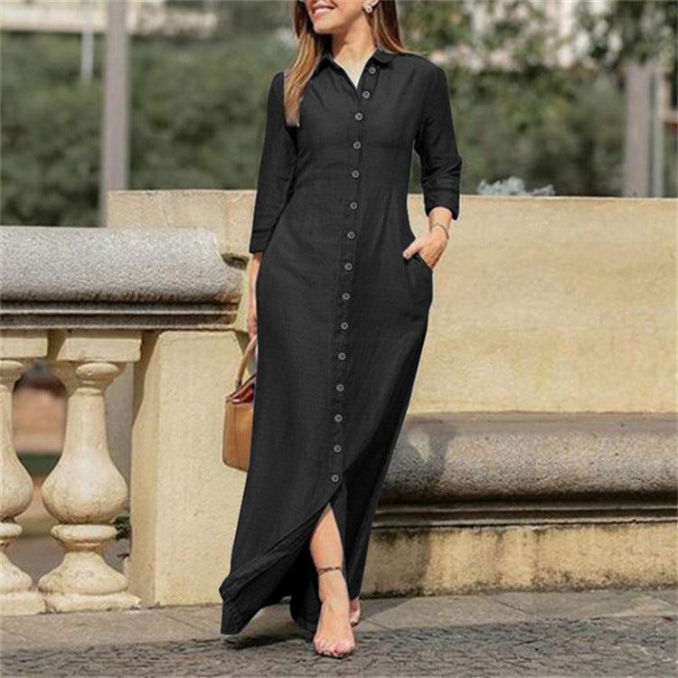 Shirt Collar Denim Button Maxi DressElevate your casual style with this chic shirt collar denim maxi dress. Featuring a button-down front and a flattering maxi length, this dress is perfect for any occDressPlush Fashions ShopPlush Fashion Shop