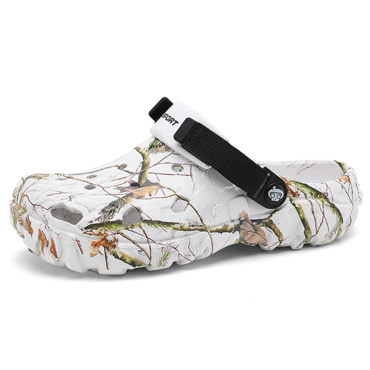 Men's printed round toe sandals from Plush Fashion Hub, featuring colorful design and comfortable footwear for casual wear.