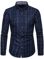 Men's plus size classic plaid button-down shirt by Trendsi, shown in a relaxed fit with a traditional collar and button-front design.