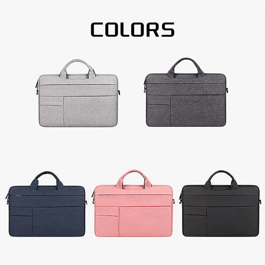 Pi-Mart 13-15.6 inch laptop bag with shoulder strap, black carrying case suitable for business, school, or leisure use.
