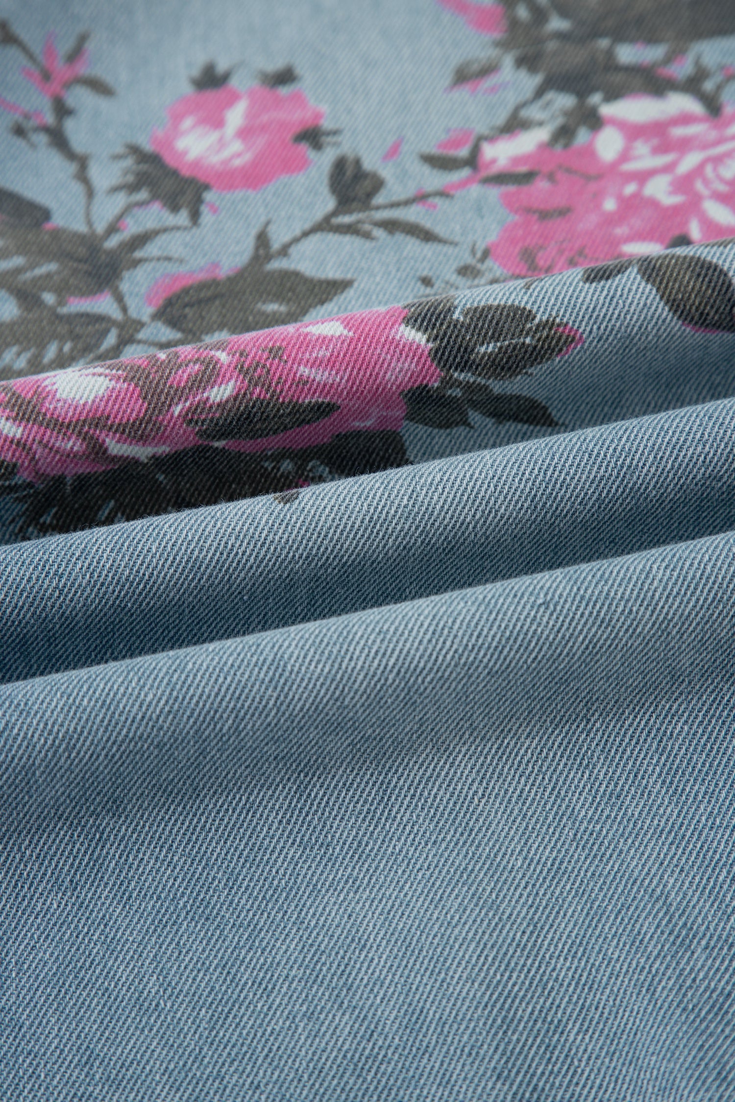 Esme Floral Print Bootcut Jeans by Threaded Pear featuring a floral pattern and classic bootcut fit on a model.