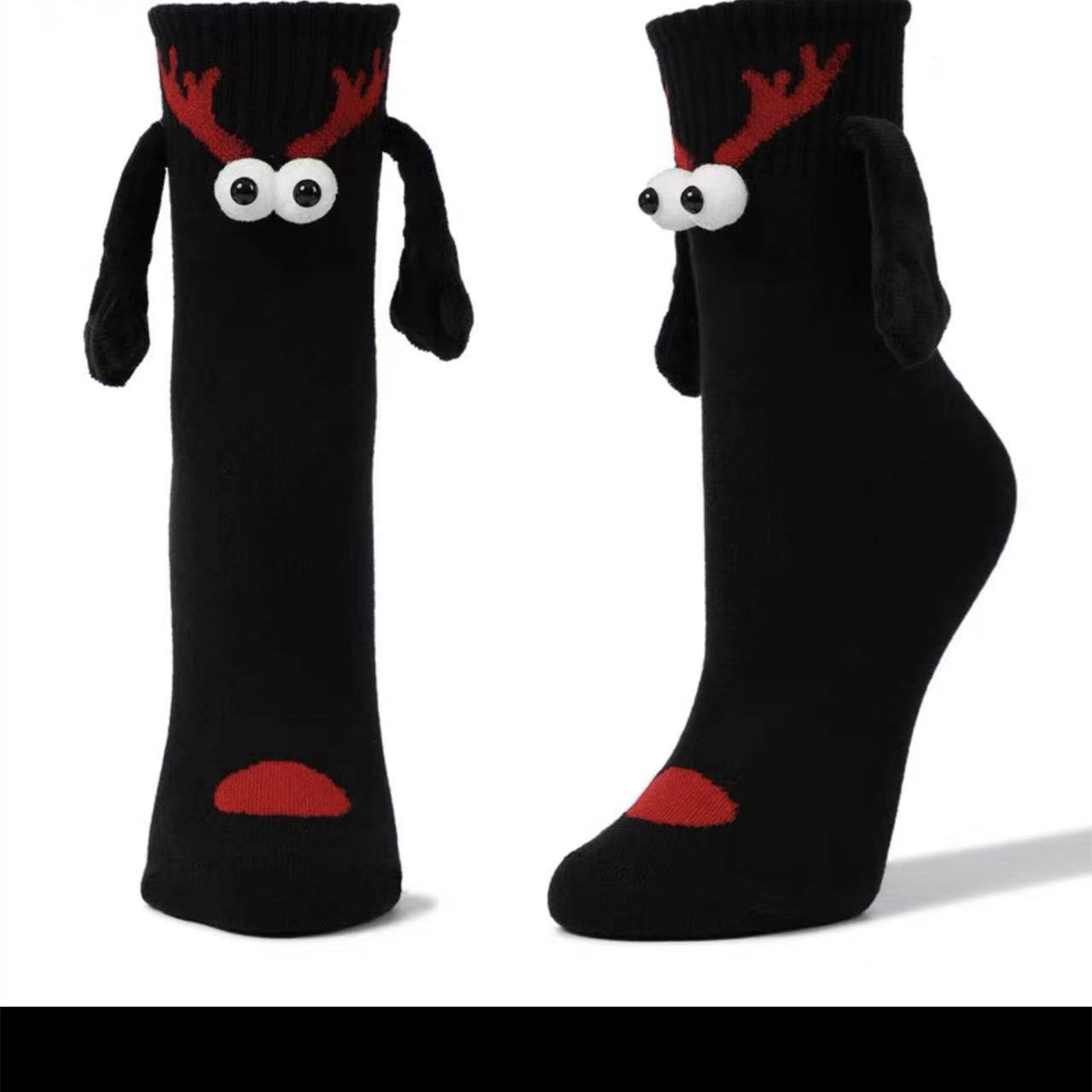 Couple Magnetic Handle Cute Hand Socks Christmas festive design.