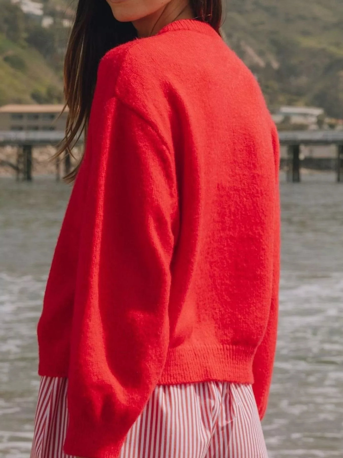 Simply Love button-down knit cardigan with long sleeves and a cozy, textured knit fabric, perfect for casual or layered outfits.
