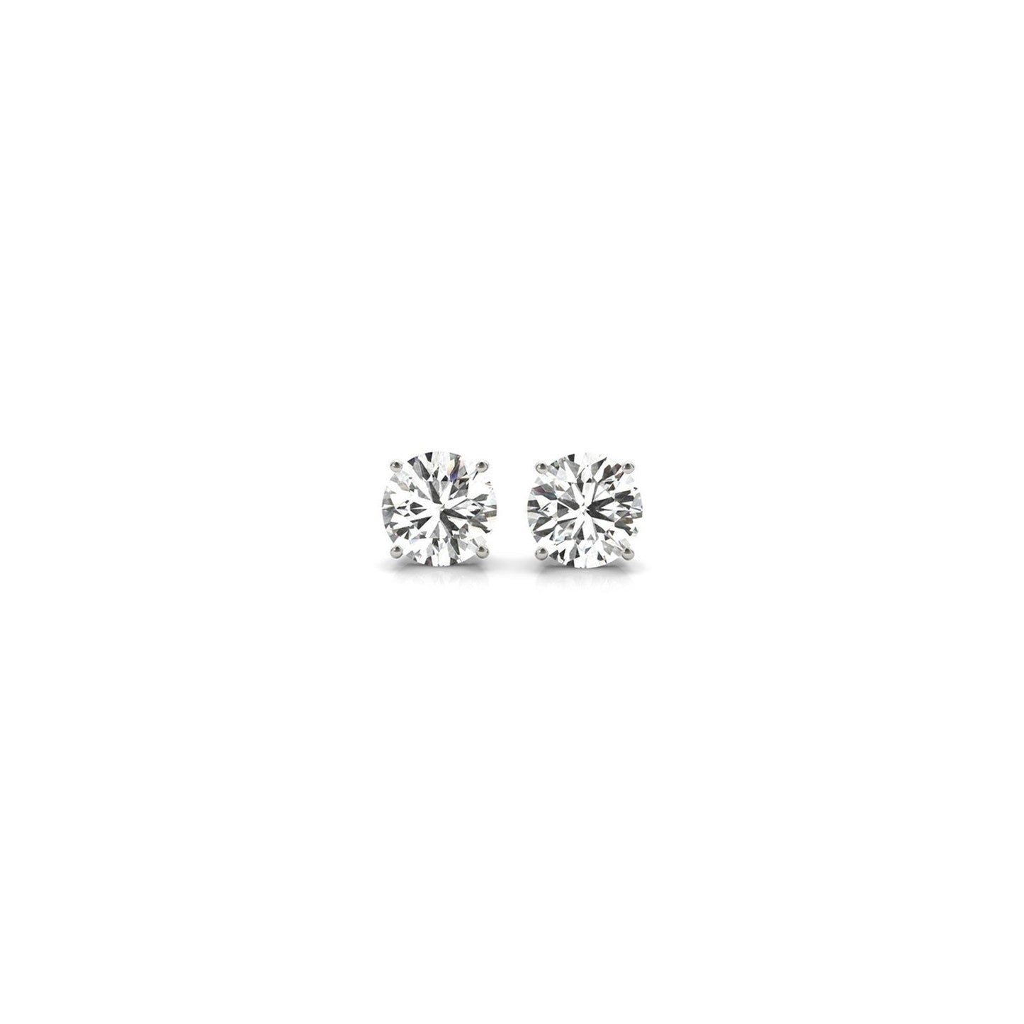 Round diamond stud earrings in 14k white gold featuring 1/2 cttw lab-grown diamonds with G/VS2 clarity.