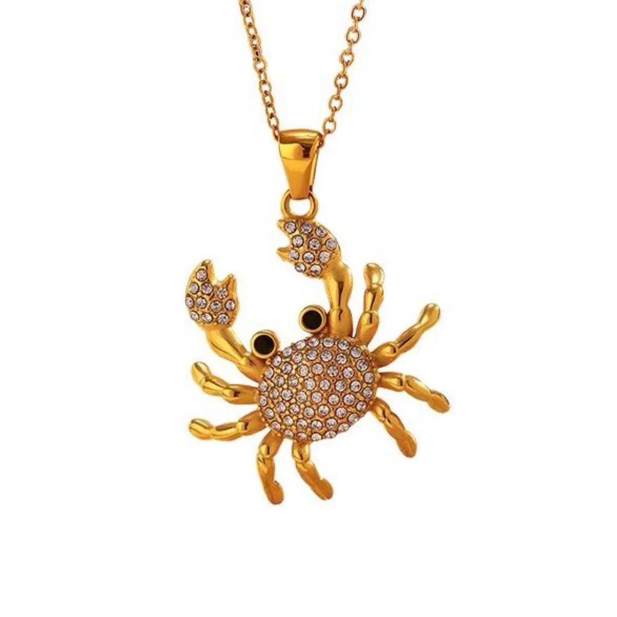 Gold-plated crab pendant necklace from Plush Fashion Hub, featuring a detailed crab charm on a delicate chain.