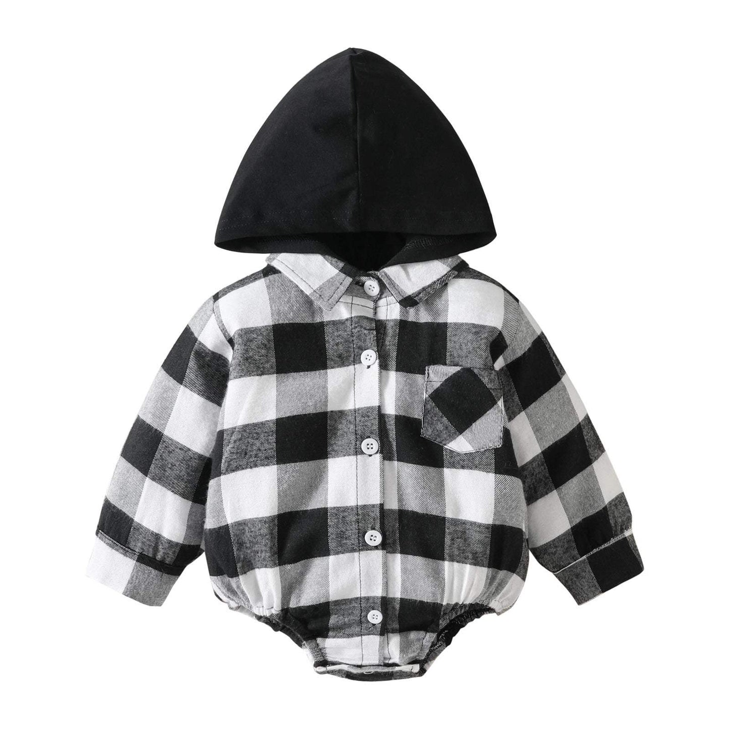 Baby Plaid Button Hooded JumpsuitStay cozy and festive this holiday season with our Baby Clothing Christmas Plaid Jumpsuit. Made with soft and breathable cotton fabric, our button-up onesie featuresBaby clothsPlush Fashions ShopPlush Fashion Shop