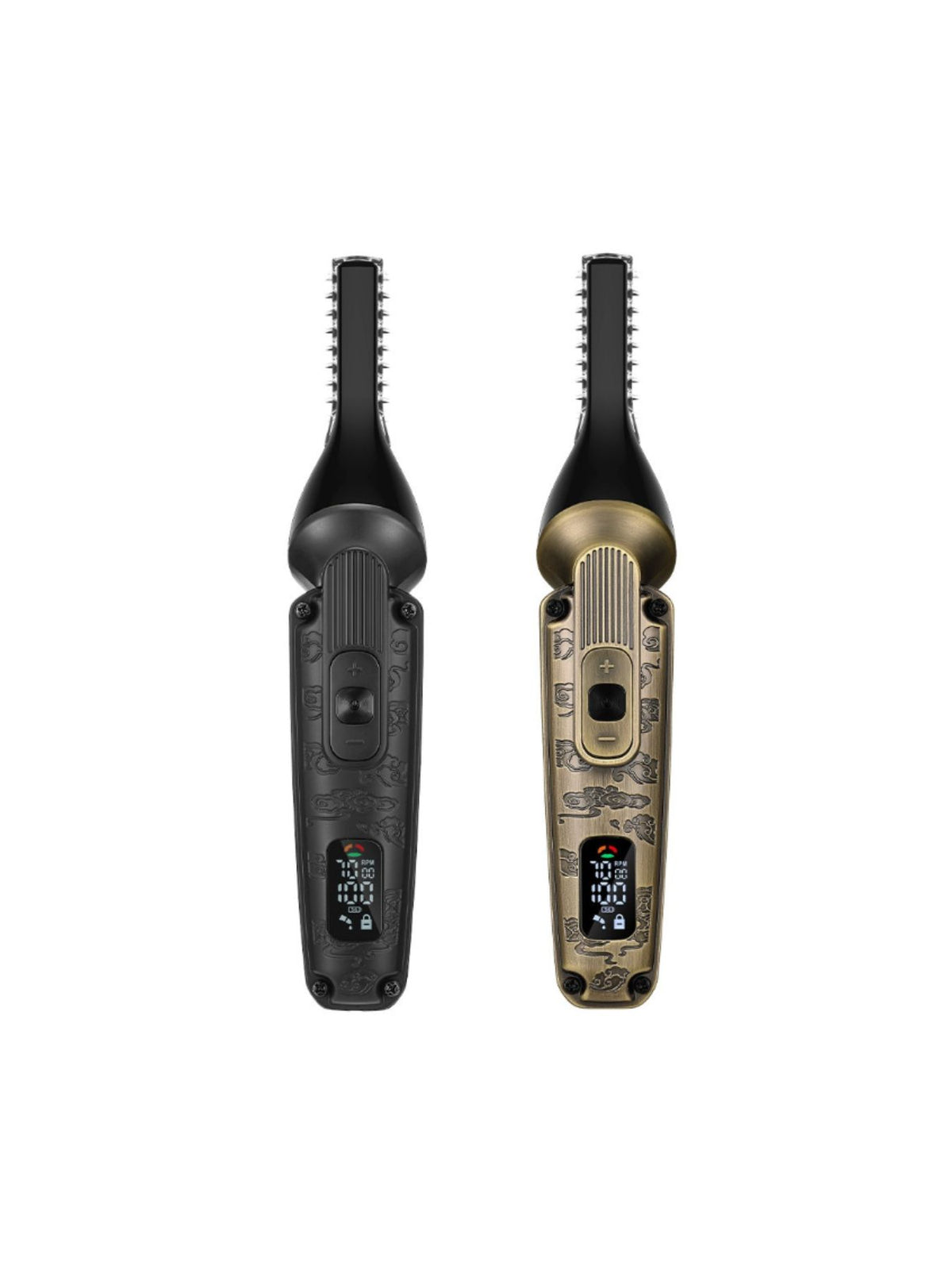 Professional 19-piece LED display hair clipper and grooming kit for men with various attachments, used for hair trimming and grooming.