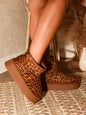 WILD DIVA Thermal Furry Leopard Platform Booties with faux fur lining and leopard print design.