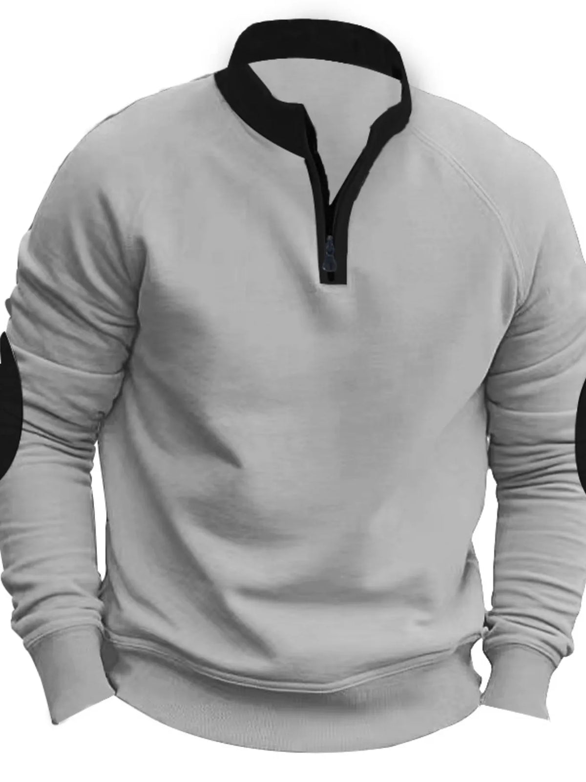 Men's full size quarter-zip sweatshirt with contrast trim, plus size, from Trendsi, featuring a comfortable fit and stylish design.