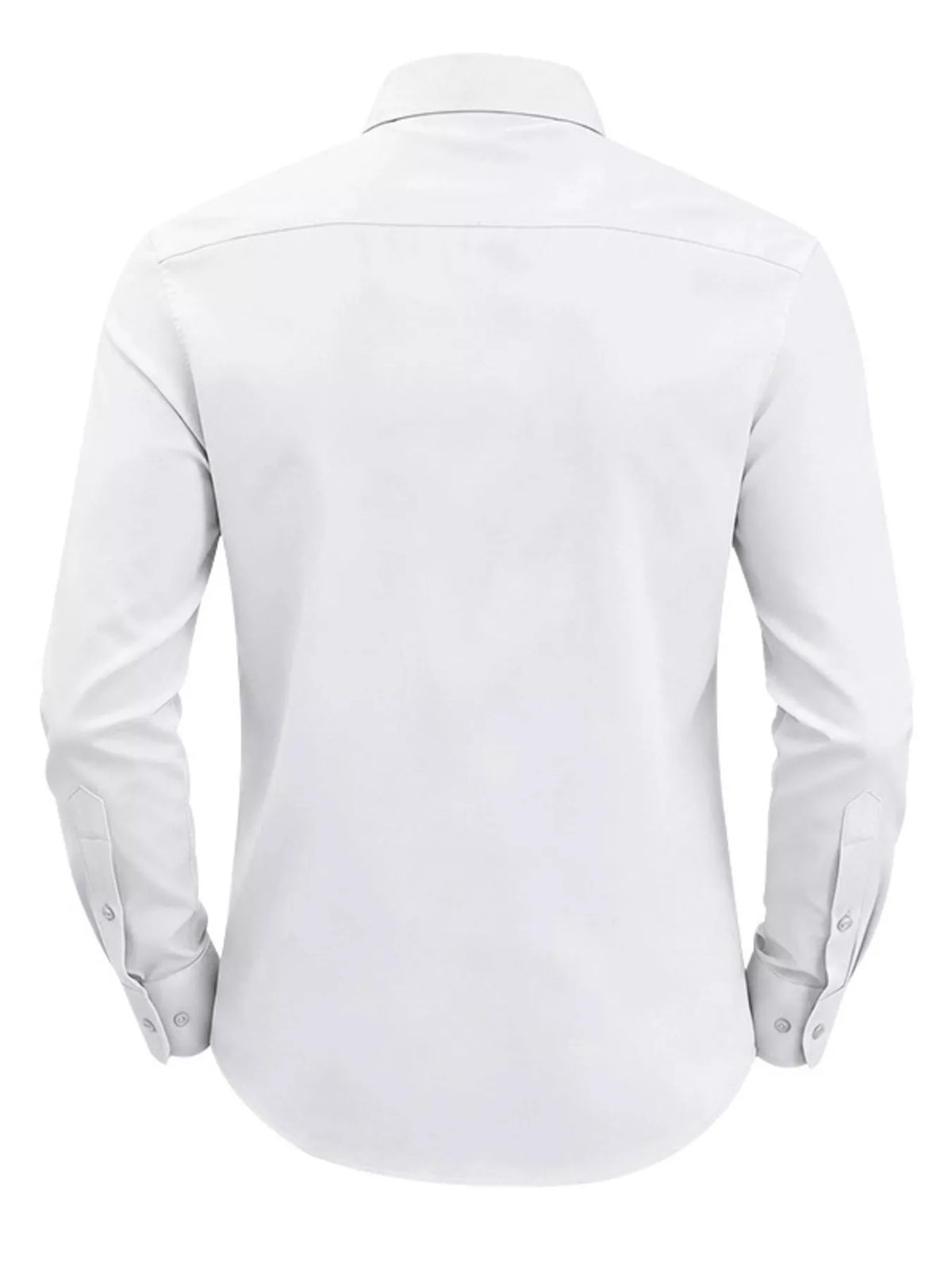 Men's slim fit button-up shirt by Plush Fashion Hub, available in full size and plus size, featuring a classic design and collar.