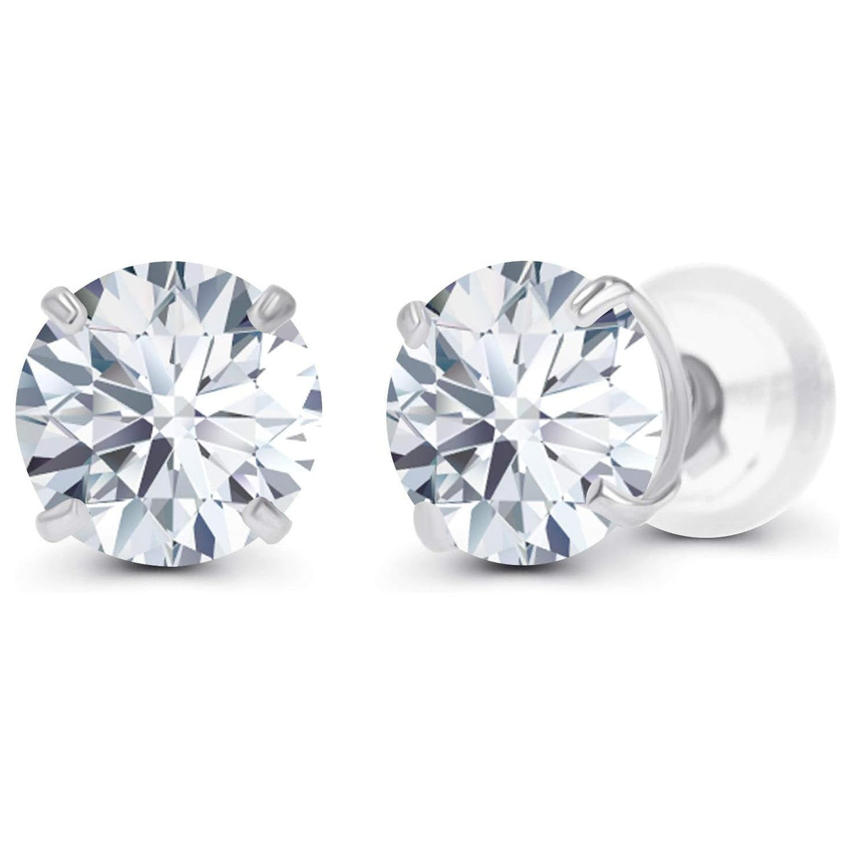 1.60 CTW Genuine Certified Moissanite Stud Earrings in Solid 14K White or Yellow Gold-0