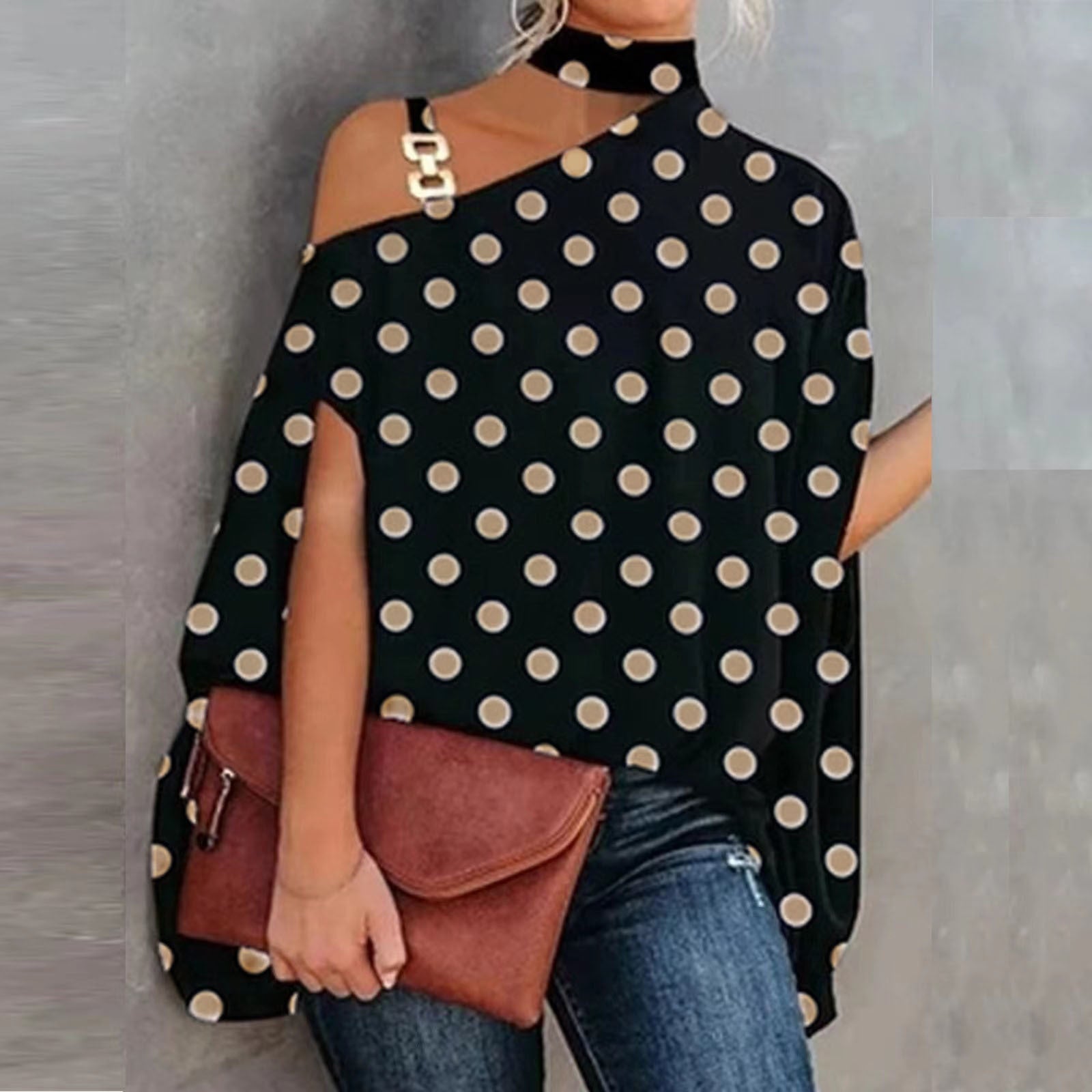 Women's V-neck printed off-shoulder vest top by FitiqueFit in various prints, casualwear, size S–XXL, shown in the image.