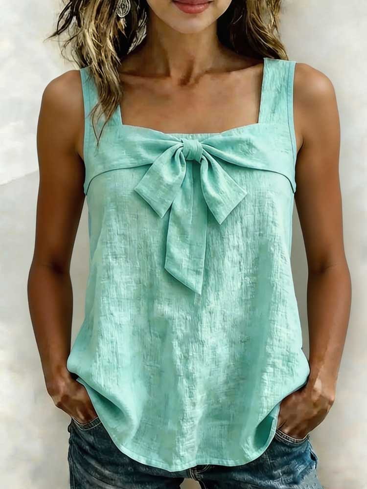 Women's square-neck sleeveless tank top with wide straps from Plush Fashion Hub, featuring a stylish and comfortable sleeveless design.