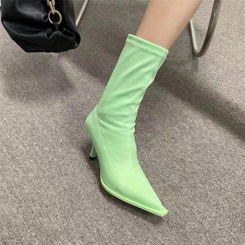 Fruit Color Pointed Toe Short Boots for WomenElevate your style with these high-quality Artificial PU boots! The pointed-toe shape adds elegance and the waterproof platform ensures everyday wear. The stiletto hBootPlush Fashions ShopPlush Fashion Shop