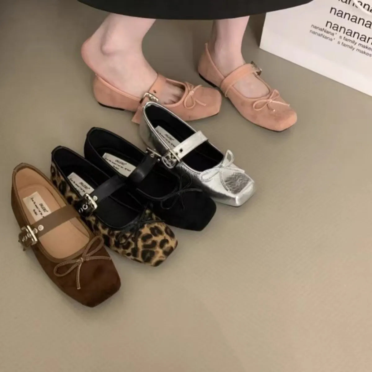 Women's square toe flats slip-ons by Trendsi, stylish and comfortable footwear with a modern square toe design.