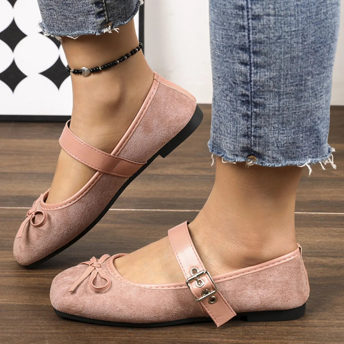 Women's square toe flats slip-ons by Trendsi, sleek and stylish for everyday wear, featuring a comfortable slip-on design.