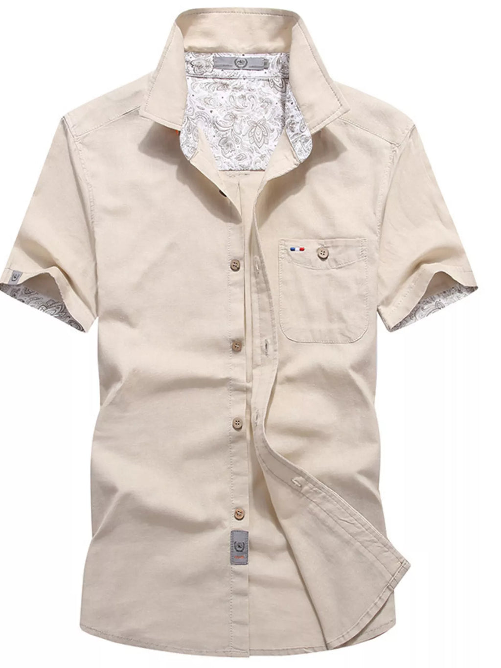 Men's plus size short-sleeve casual button-up shirt by Trendsi, featuring a relaxed fit and classic collar, in a versatile design.