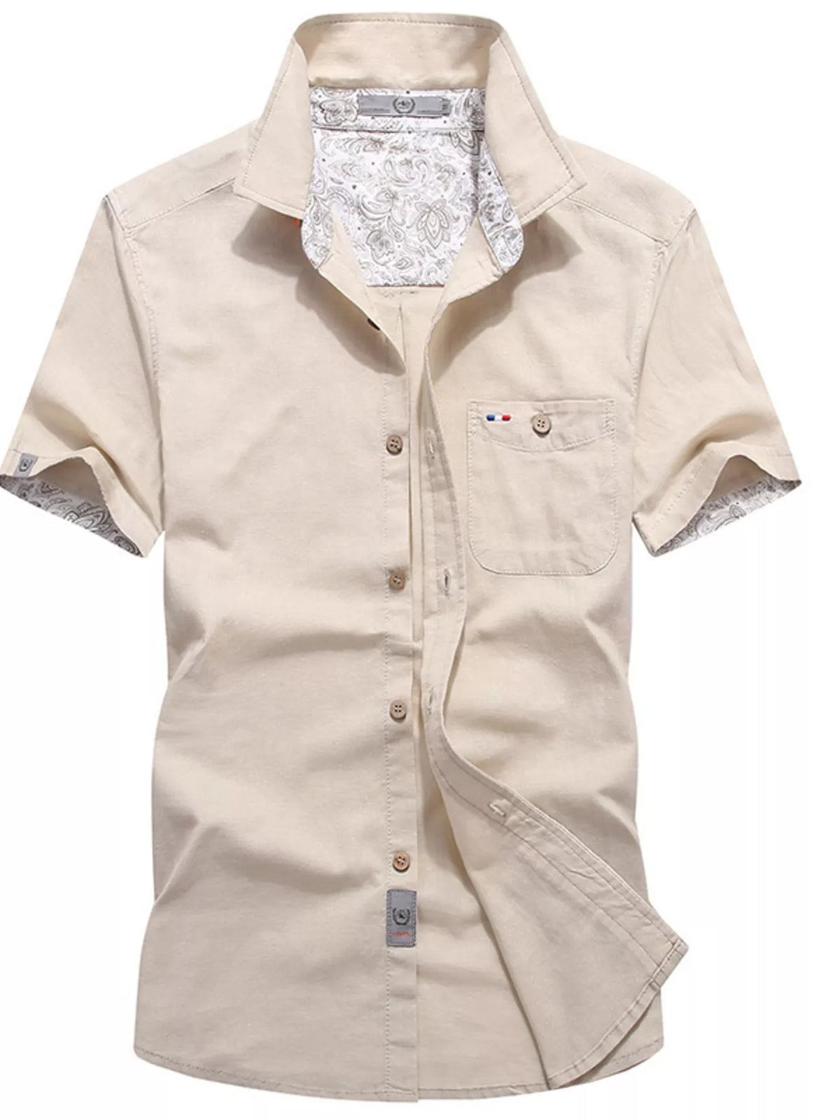 Men's plus size casual button-up shirt by Plush Fashion Hub, short-sleeve men's shirt with relaxed fit and stylish design.