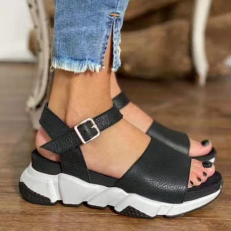 Leopard print platform Roman sandals by LadyShow.Store featuring casual fashion design and open-toe style with ankle straps.