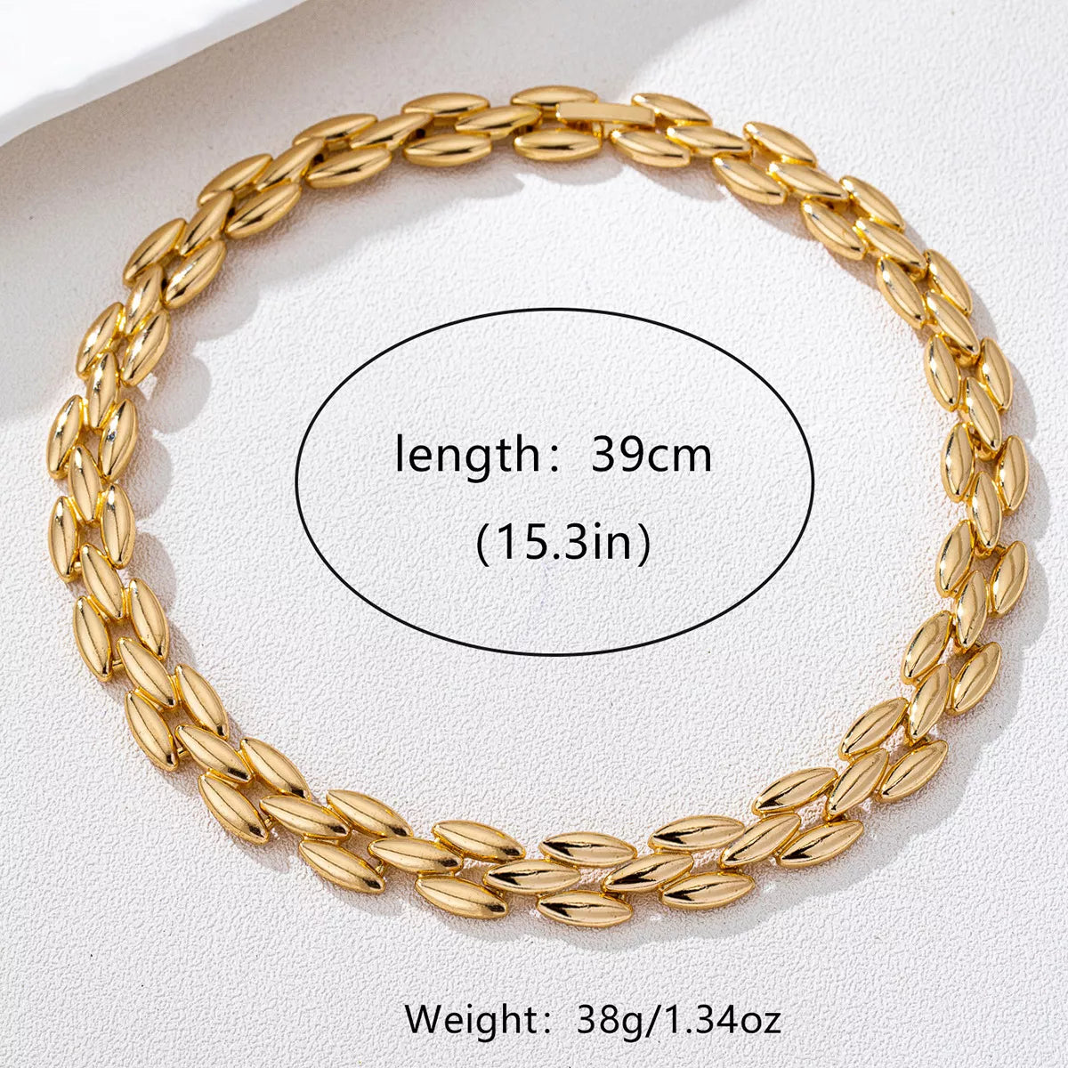 Gold-plated chunky necklace with bold links, stylish jewelry piece from Plush Fashion Hub, designed for a modern look.