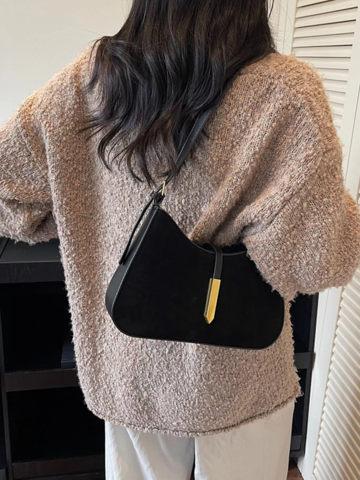 Simply Love adjustable strap shoulder bag with sleek design, featuring a spacious interior and stylish shoulder strap.
