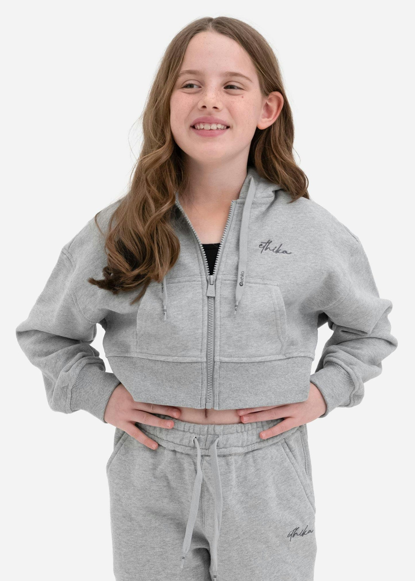 Heather | Girls Crop Zip Hoodie Plush Fashion Hub