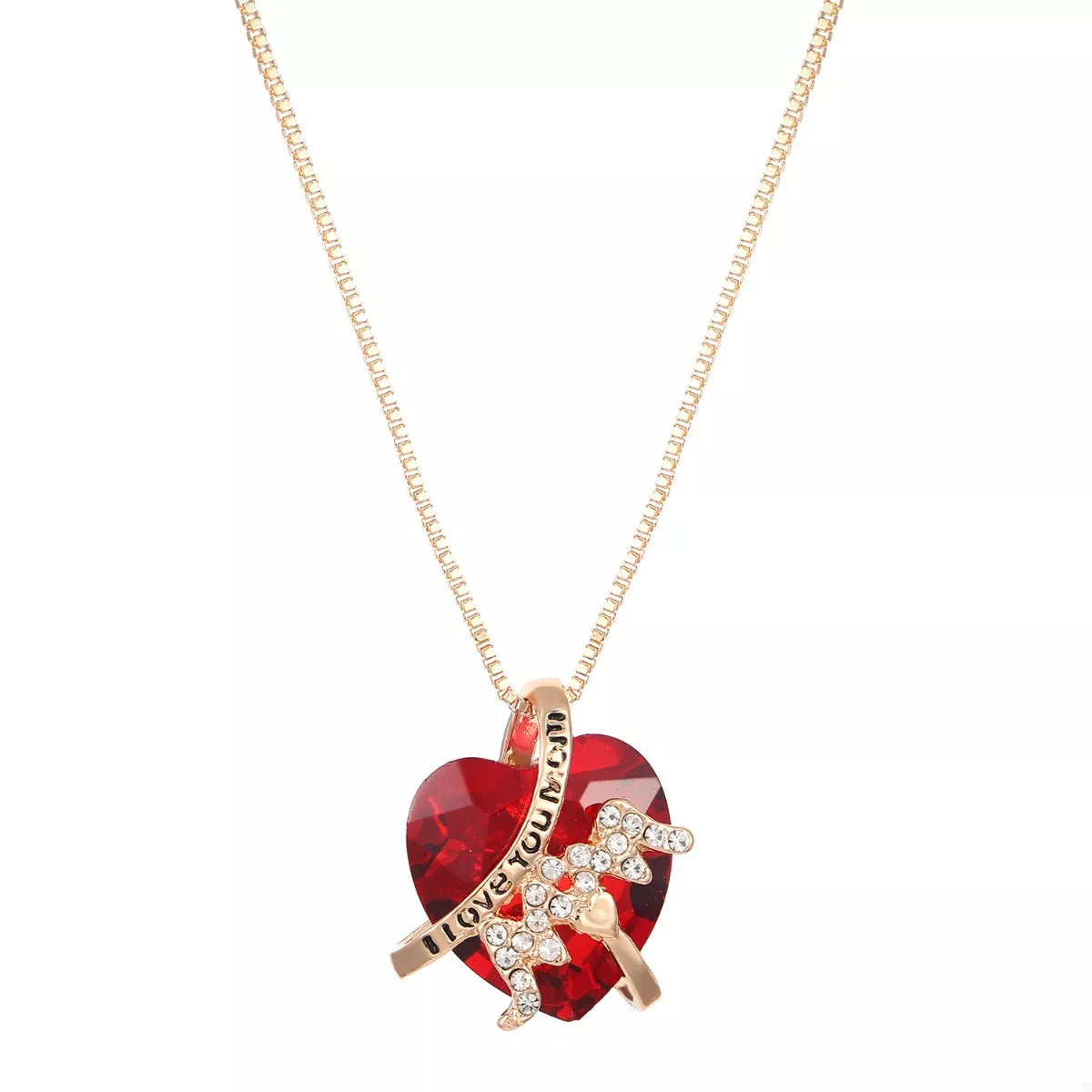 Heart-shaped MOM pendant necklace by Plush Fashion Hub featuring a silver heart charm on a delicate chain.