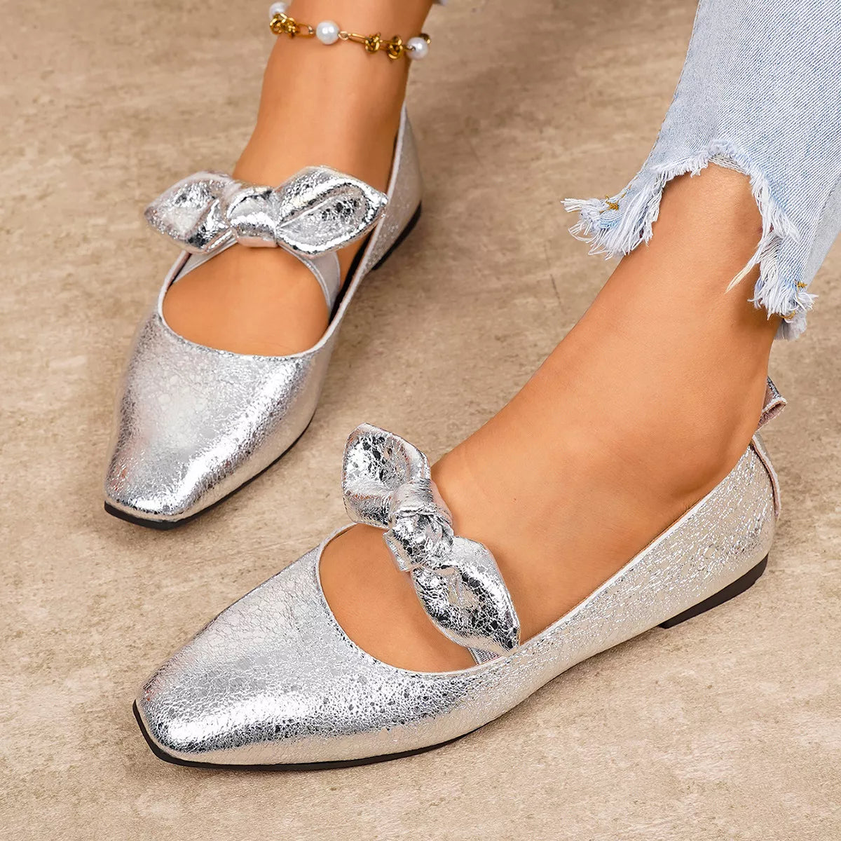 Plush Fashion Hub plush slip-on sandals with bow detail and square toe design, perfect for stylish comfort.