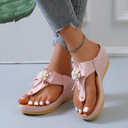 Women's European and American floral flip flops, large size beach shoes with colorful flower design, by LadyShow.Store