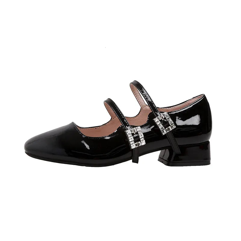Trendsi women's block heel buckle shoes featuring a stylish design with ankle strap and comfortable heel height.