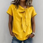 Women's loose-fit casual short sleeve T-shirt by FitiqueFit, featuring a relaxed fit and simple crew neckline.