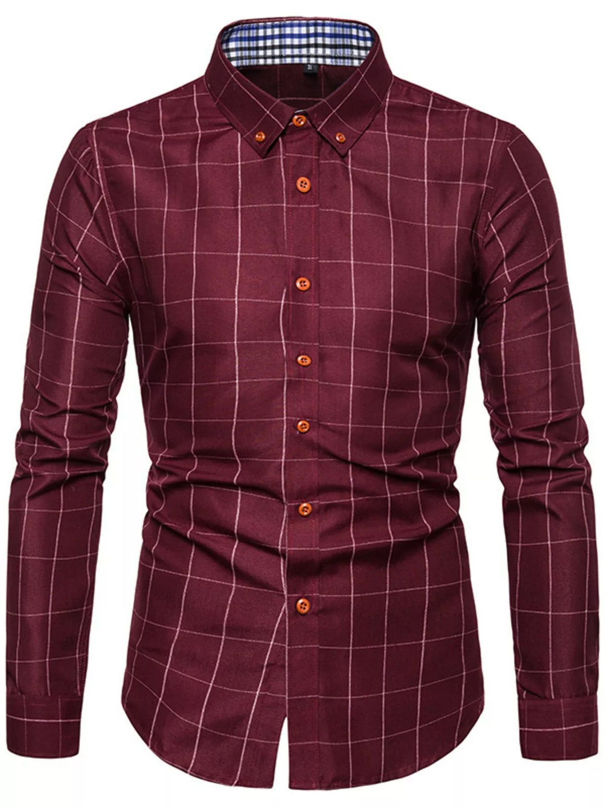 Men's plus size plaid button-down shirt from Plush Fashion Hub, featuring a classic pattern and collared design.