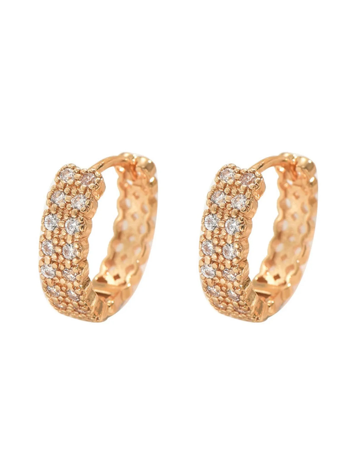 Plush Fashion Hub Inland Zircon Hoop Earrings, silver-tone earrings with sparkling zircon stones and a classic hoop design.
