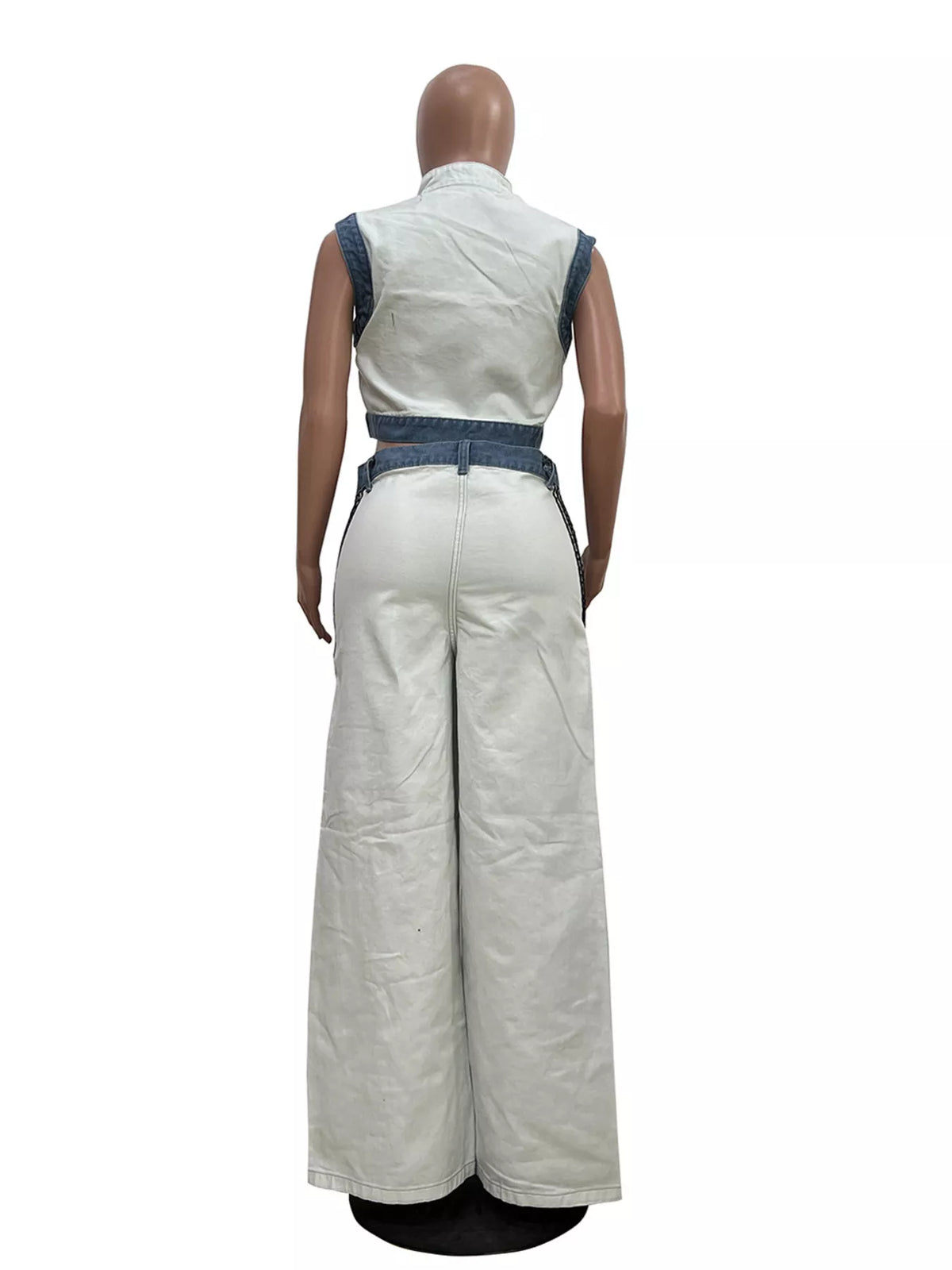 Zip front crop top and striped pants set by Plush Fashion Hub, featuring a stylish two-piece outfit with a crop top and matching striped pants.