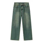 Plush Fashion Shop pocketed baggy denim jeans with relaxed fit and large front and back pockets, casual streetwear style.
