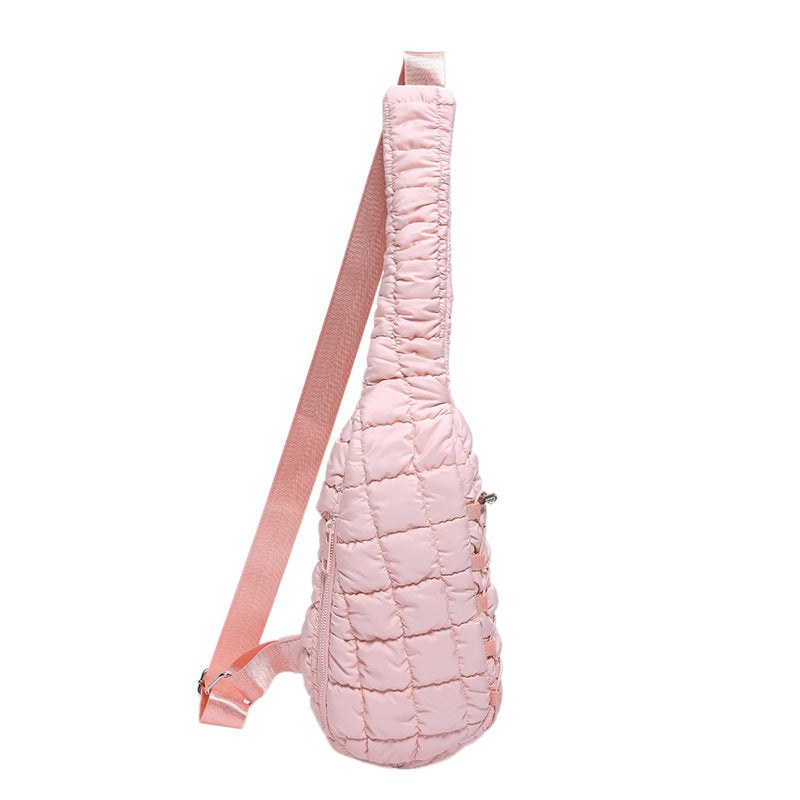 Casual Chest Bag Women's Down Cotton-padded Shoulder Messenger BagEasily carry your essentials with our Casual Chest Bag! Made of soft nylon material, it comes in a variety of colors for you to choose from. Its sandwich pocket desiHandbagsPlush Fashions ShopPlush Fashion Shop