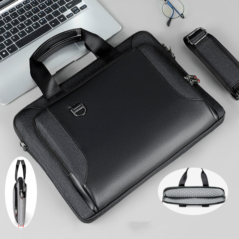 Pi-Mart men's briefcase laptop bag made of shockproof PU leather, stylish and durable for professional use.