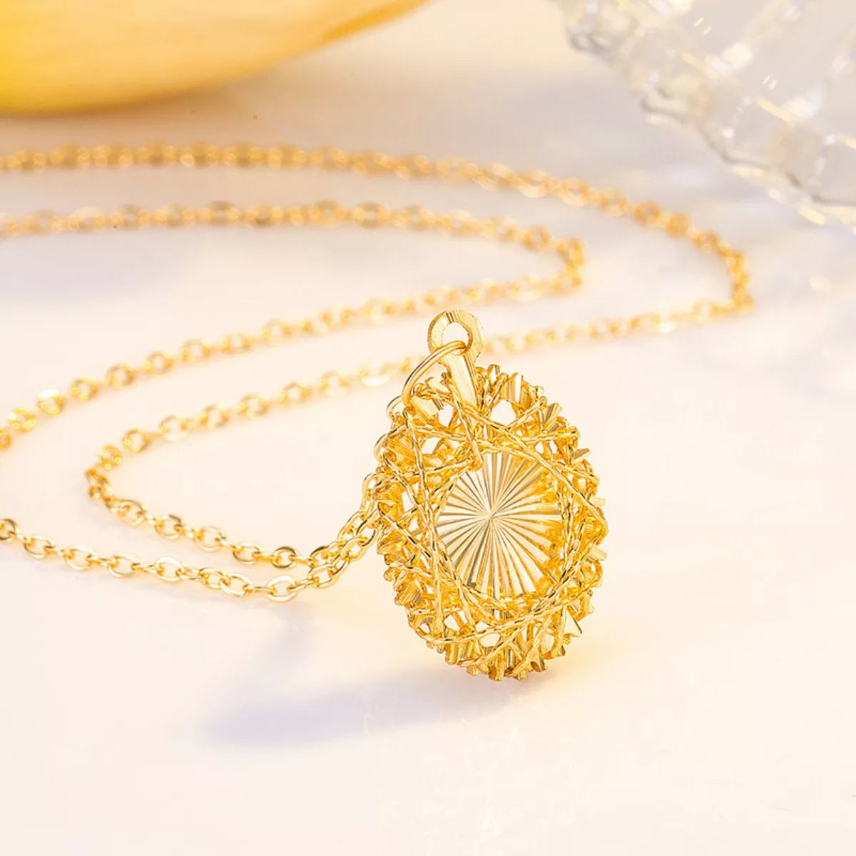 Sterling silver pendant necklace from Plush Fashion Hub featuring a sleek, polished design on a delicate chain.