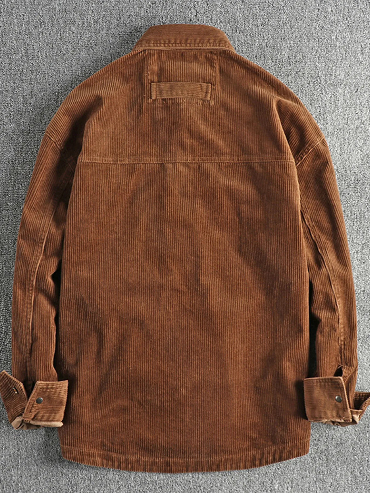 Plus size men's corduroy button-up long sleeve jacket with front pockets, in a versatile color, by Trendsi.