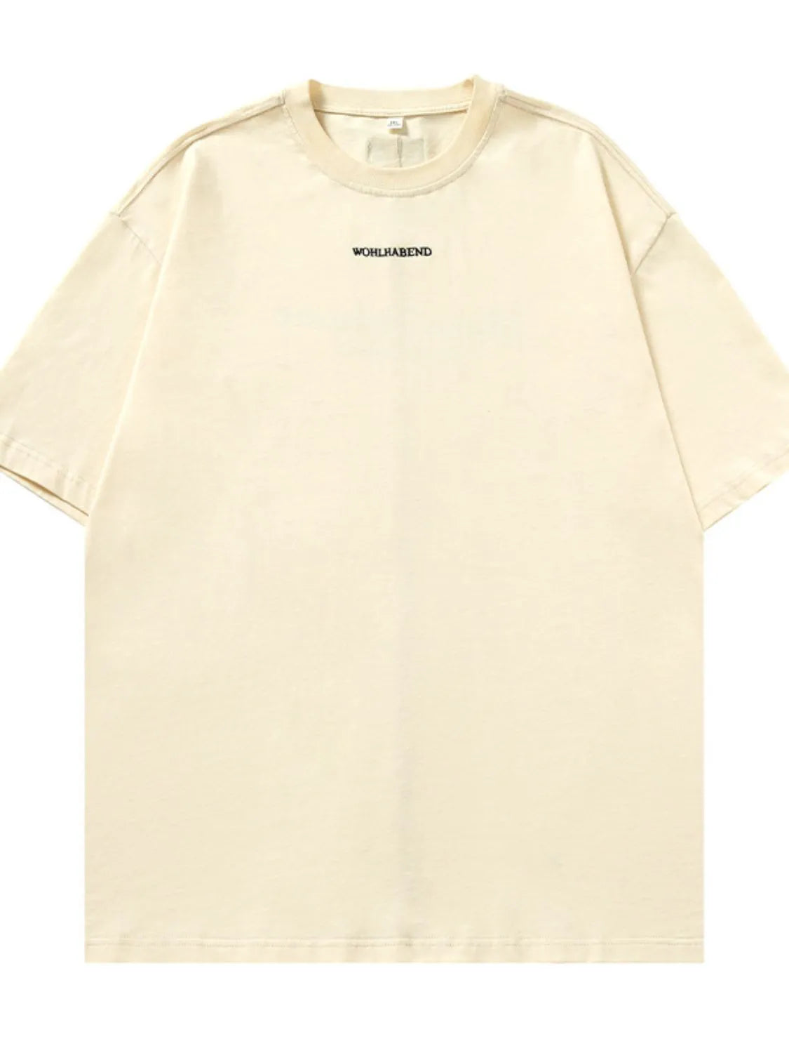 Men's black round neck half sleeve T-shirt by Trendsi, featuring letter back design and casual fit.